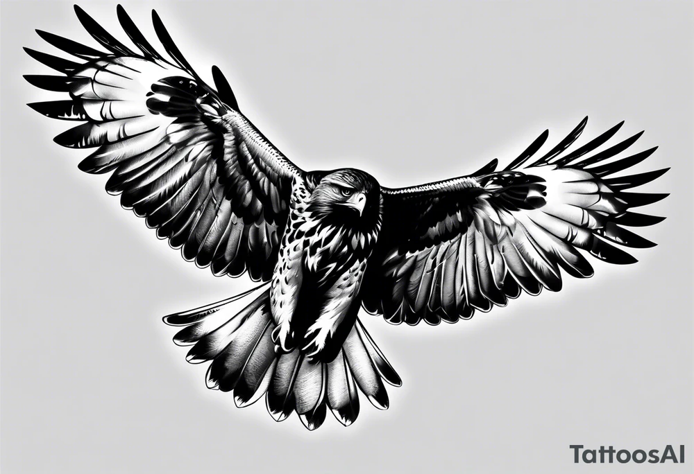 Hawk flying down tattoo idea