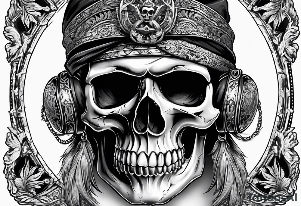 skull outlaw with bandana tattoo idea