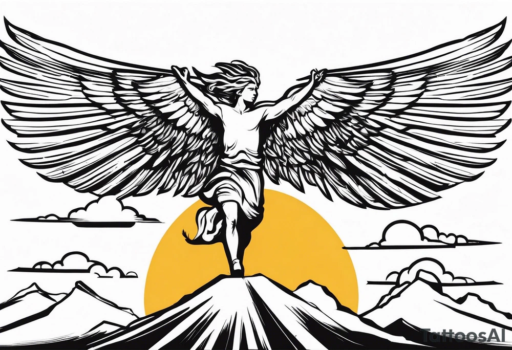 Icarus's myth flying too close to the sun tattoo idea