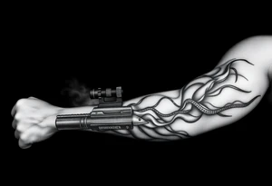 scope crosshairs with eerie fog in background tattoo idea