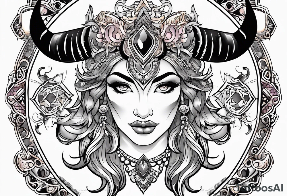 Beautiful taurus goddess tattoo idea