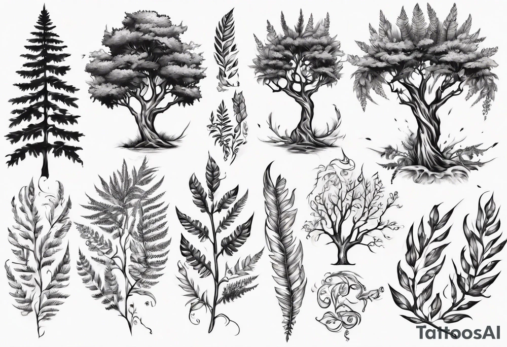 Swordfern and Sitka tree tattoo idea