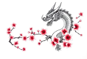 Dragons with cherry blossoms tattoo idea