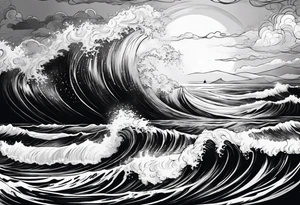 stormy sea, I am lonely and irresistible as a sea element tattoo idea