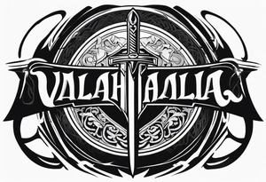 Valhalla stairs  sword shield chains tattoo idea