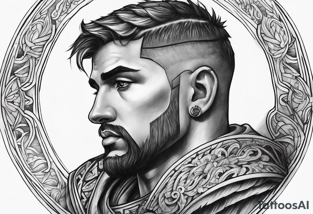 upper arm 
roman inspired half sleeve tattoo idea