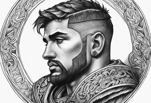 upper arm 
roman inspired half sleeve tattoo idea
