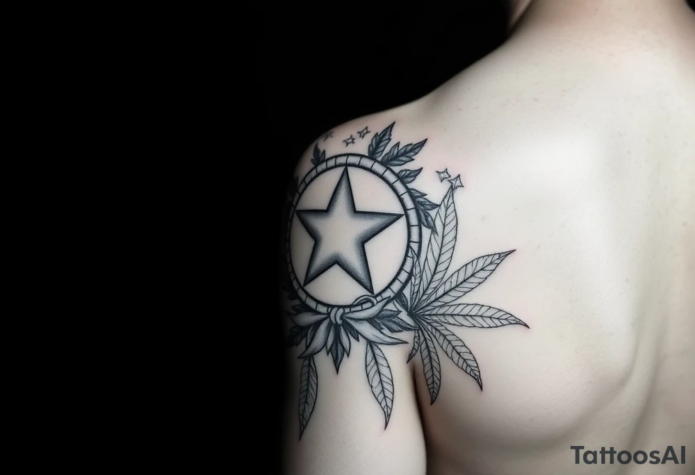 Full female baddie sleeve, starting from the top of my arm going down.. bricks, Star inside a circle with a ♏️  underneath it , Coast Girl 228, fill in the rest to my elbow, then I want a baddie sexy joker,  some weed leafs, and fill in the rest with baddie stuff tattoo idea