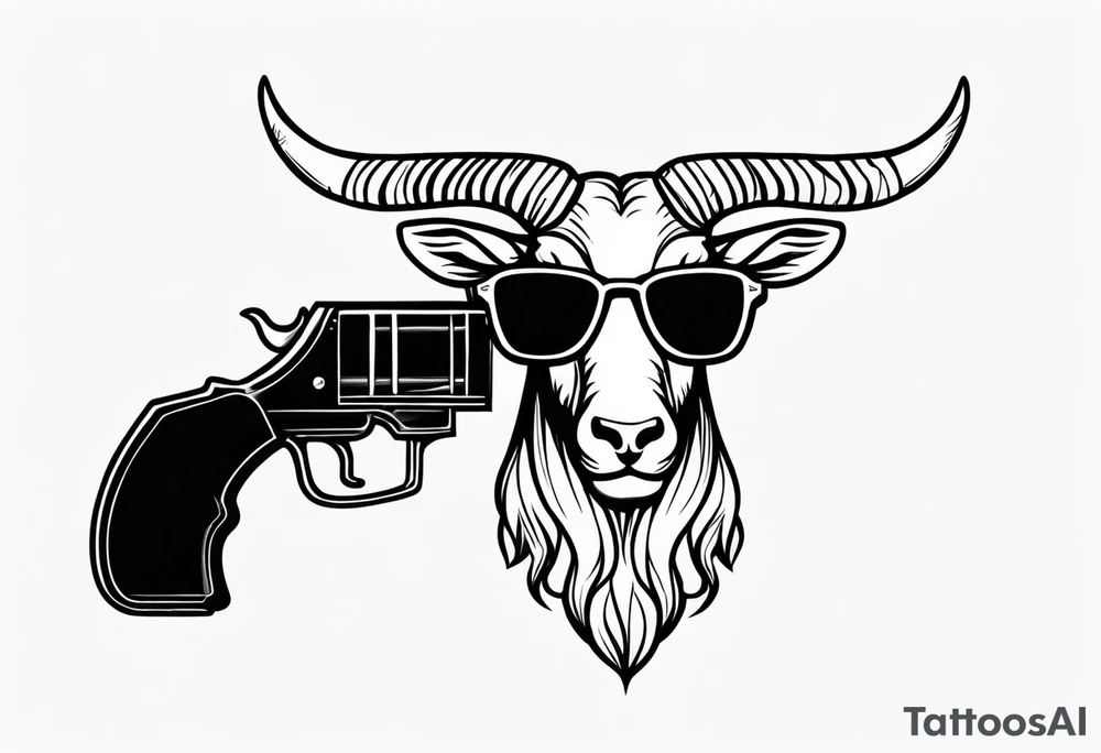 capricorn with sunglasses and a gun tattoo idea
