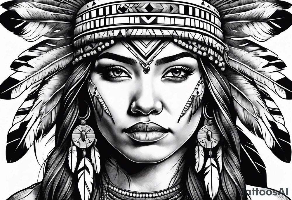 native American woman tattoo idea