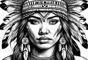 native American woman tattoo idea