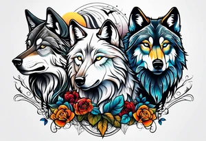 Wolves in nature tattoo idea