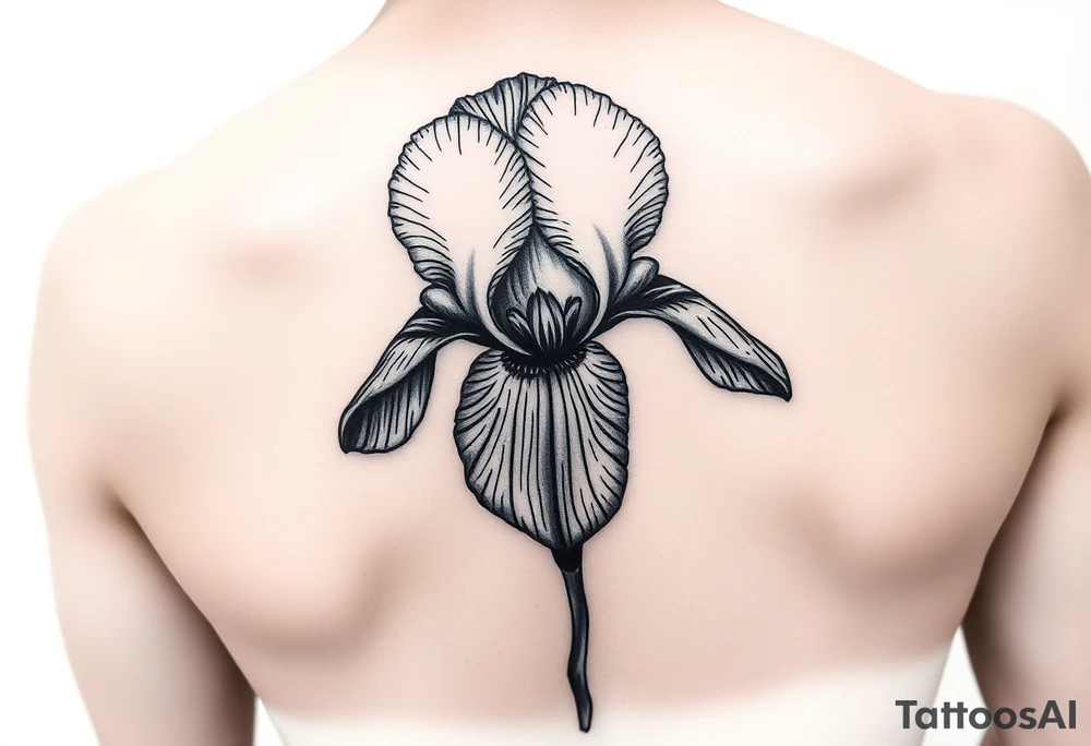 Single Iris painted in Van Gogh style. One petal falling and one upright. Integrating Kintsugi artform. tattoo idea