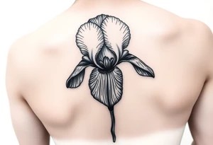 Single Iris painted in Van Gogh style. One petal falling and one upright. Integrating Kintsugi artform. tattoo idea
