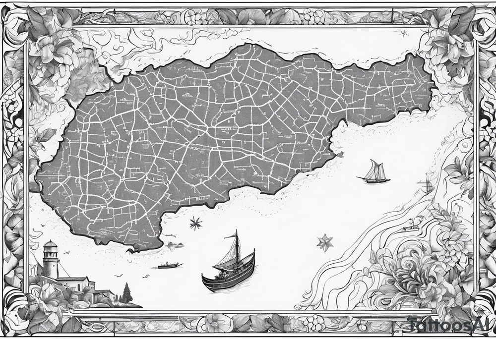 Outline of the region of  Calabria map tattoo idea