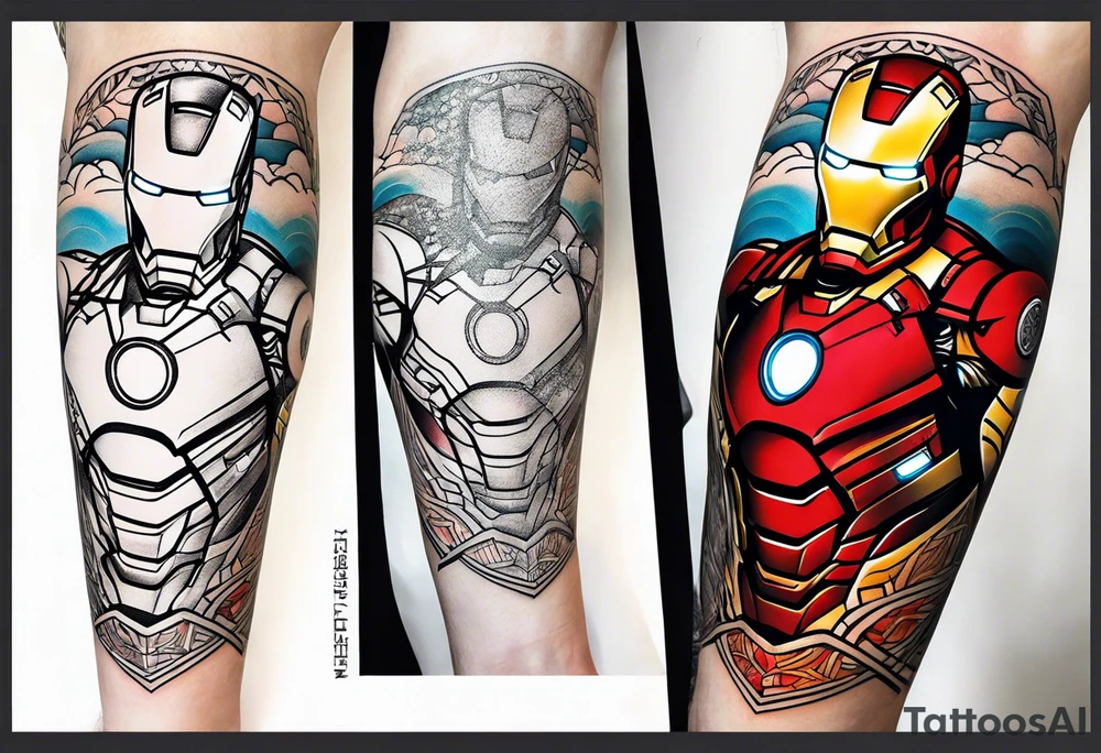 Iron man triathalon logo on a calf tattoo idea