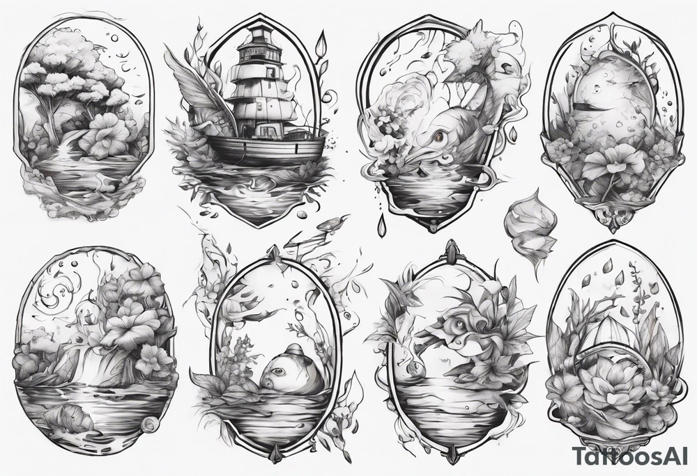 Water themed, romantic tattoo idea