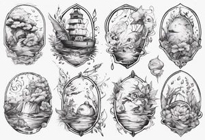 Water themed, romantic tattoo idea