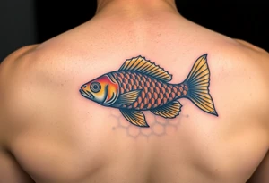 Coi fish swimming in honey comb tattoo idea