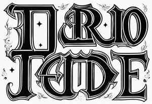 The word “Tirado” on the back like a football jersey old English font tattoo idea