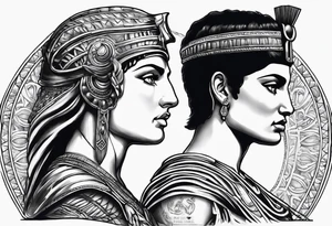 Alexander the Great & Cleopatra back to back just the head tattoo idea