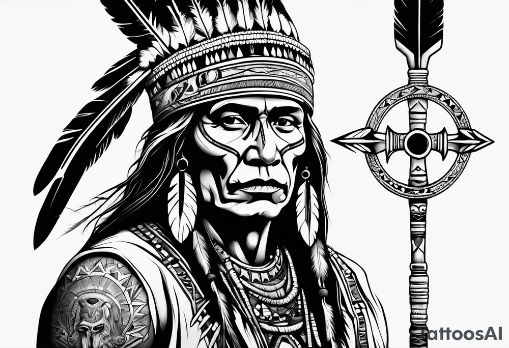 Native American Skeleton Arrow Burial tattoo idea
