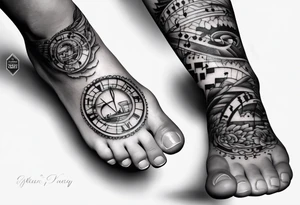 baby footprint with music tattoo idea
