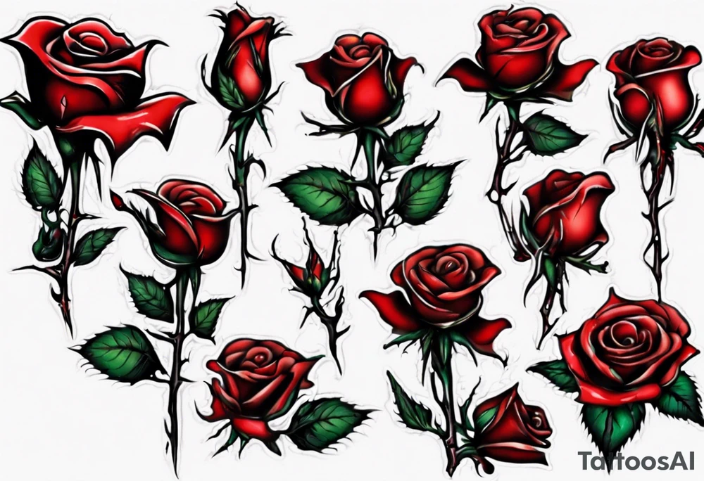 bleeding rose without stem flowers and only thorns tattoo idea