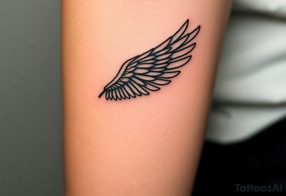 Mended Wing (kintsugi)
A feathered wing with fine hairline “cracks” that are filled (not shattered) in a gold-effect line. Reads: healed + stronger.
Tiny text option along the radius: “grace made strong” (2 Cor 12:9) or simply “still rising.” tattoo idea