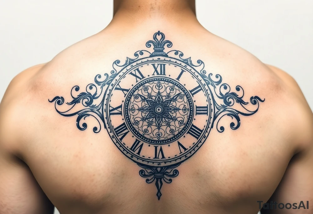 vintage roman numerals within ornate clockwork mechanism tattoo idea