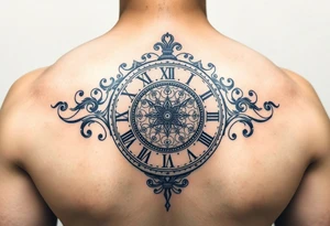 vintage roman numerals within ornate clockwork mechanism tattoo idea