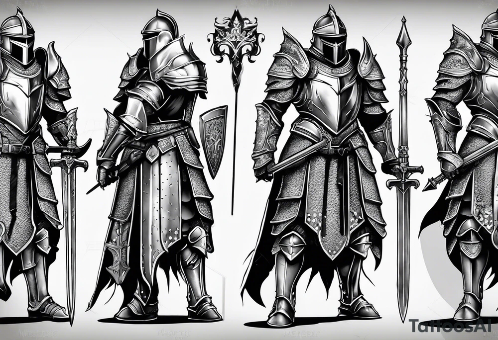 knight in heavy armor full body tattoo idea