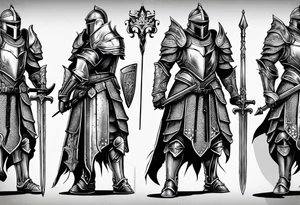 knight in heavy armor full body tattoo idea