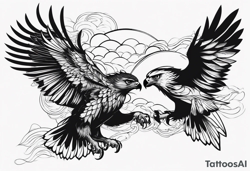 hawk fighting tattoo idea