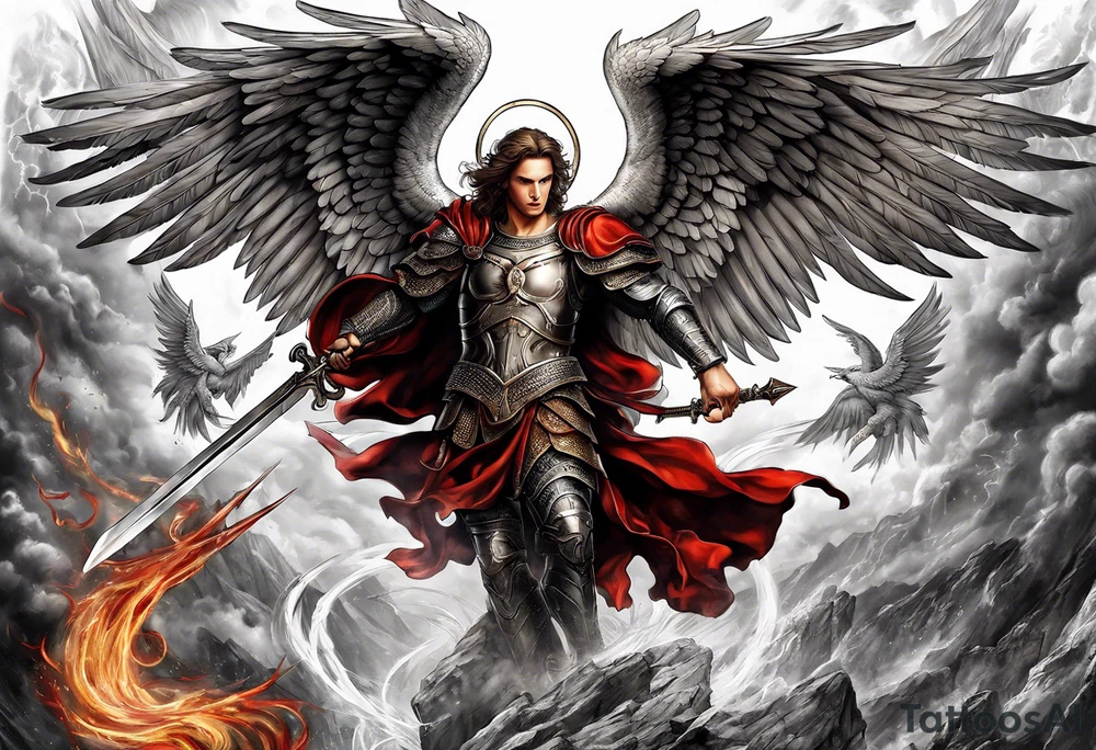 Michael the Archangel defeating the devil tattoo idea