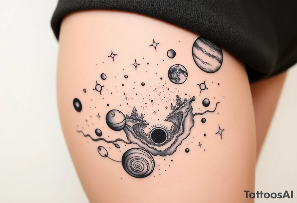 galaxy landscape including stars planets nebulas and a black hole tattoo idea