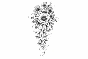 Cascading simple Irish flowers tattoo idea