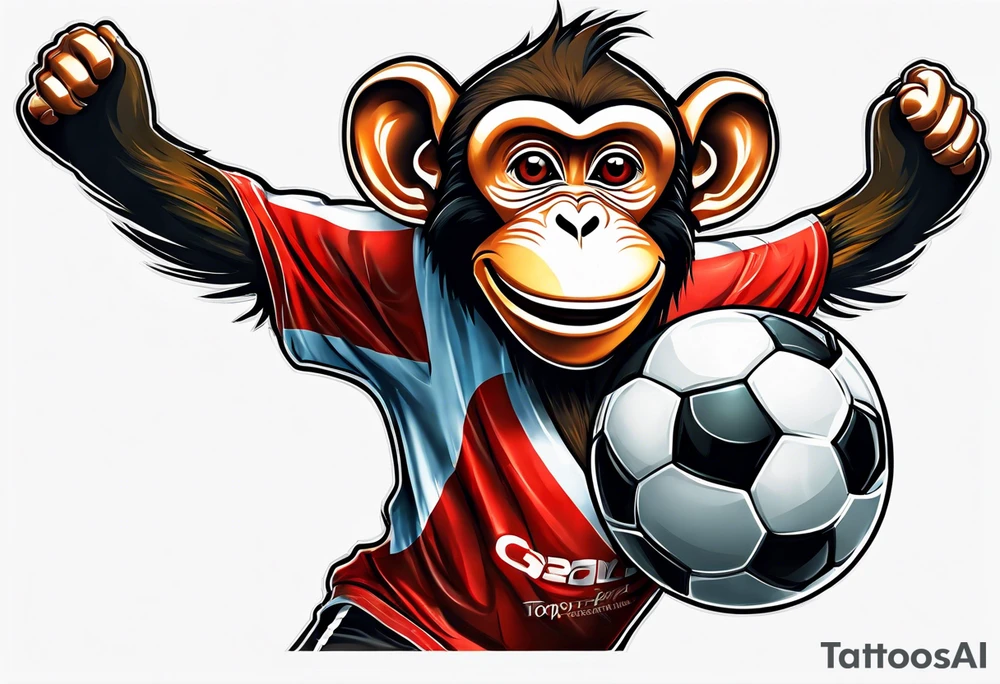 monkey celebrating soccer goal tattoo idea