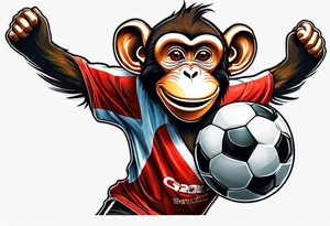 monkey celebrating soccer goal tattoo idea