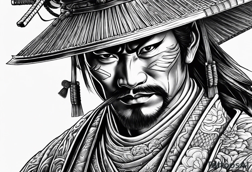 Samurai with mask tattoo idea