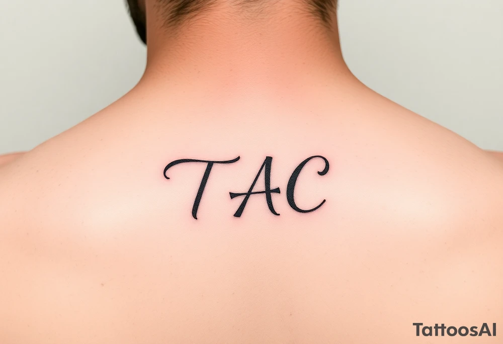 The initials TAC in small dainty writing tattoo idea