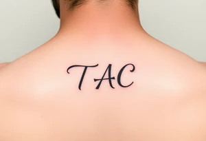 The initials TAC in small dainty writing tattoo idea