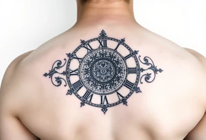 vintage roman numerals within ornate clockwork mechanism tattoo idea