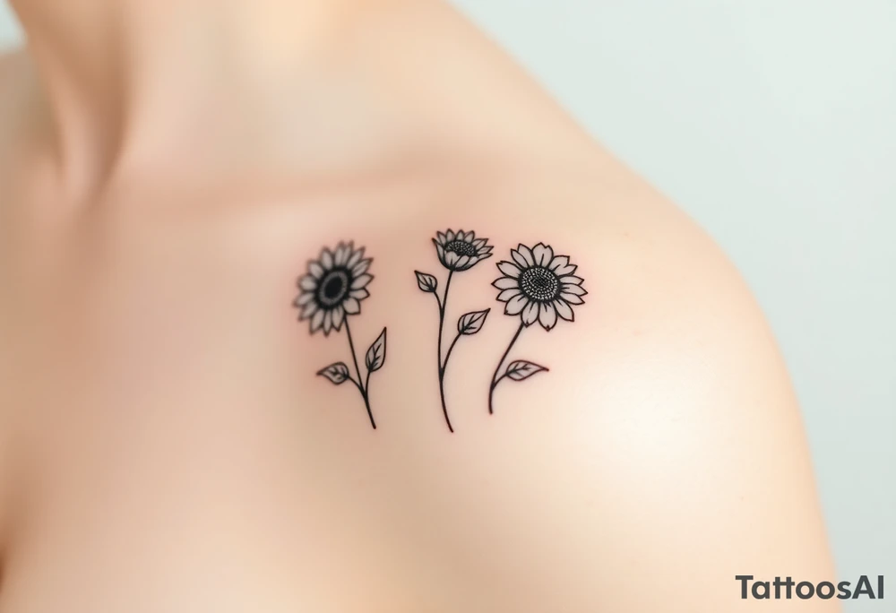 sunflowers music symbols roses, wildflowers tattoo idea