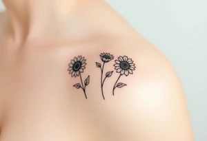 sunflowers music symbols roses, wildflowers tattoo idea