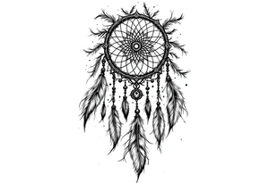 native dreamcatcher with flowing feathers and sacred beads tattoo idea