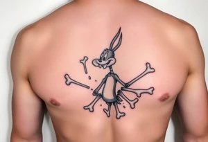 right rib cage i want the looney toons breaking out and as their body parts exit they turn to bones (representing my four kids 3 boys 1 girl) tattoo idea