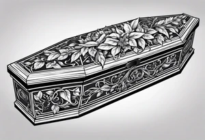 Coffin with leafy vines tattoo idea