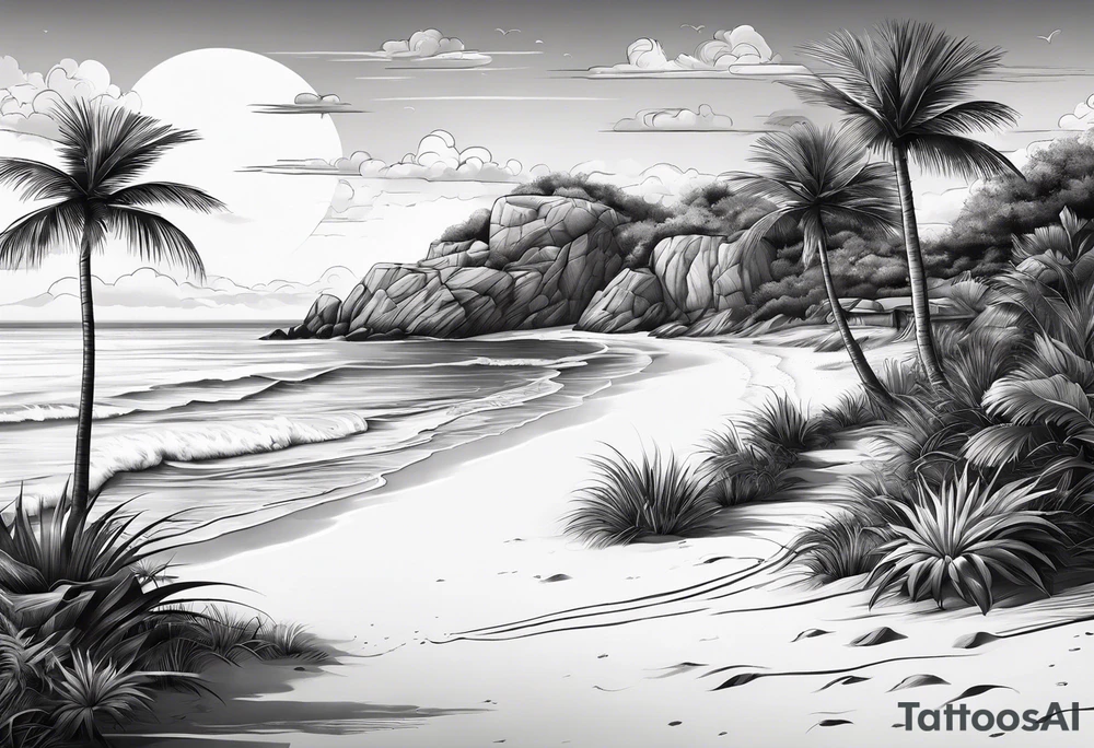 Beach landscape infront of me tattoo idea