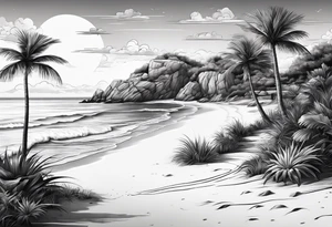 Beach landscape infront of me tattoo idea
